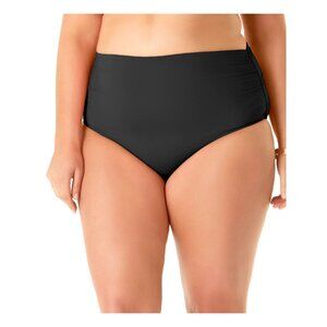 Anne Cole 3 Way Convertible High Waist Shirred Swim Bottom Black Size 16W - NWT
